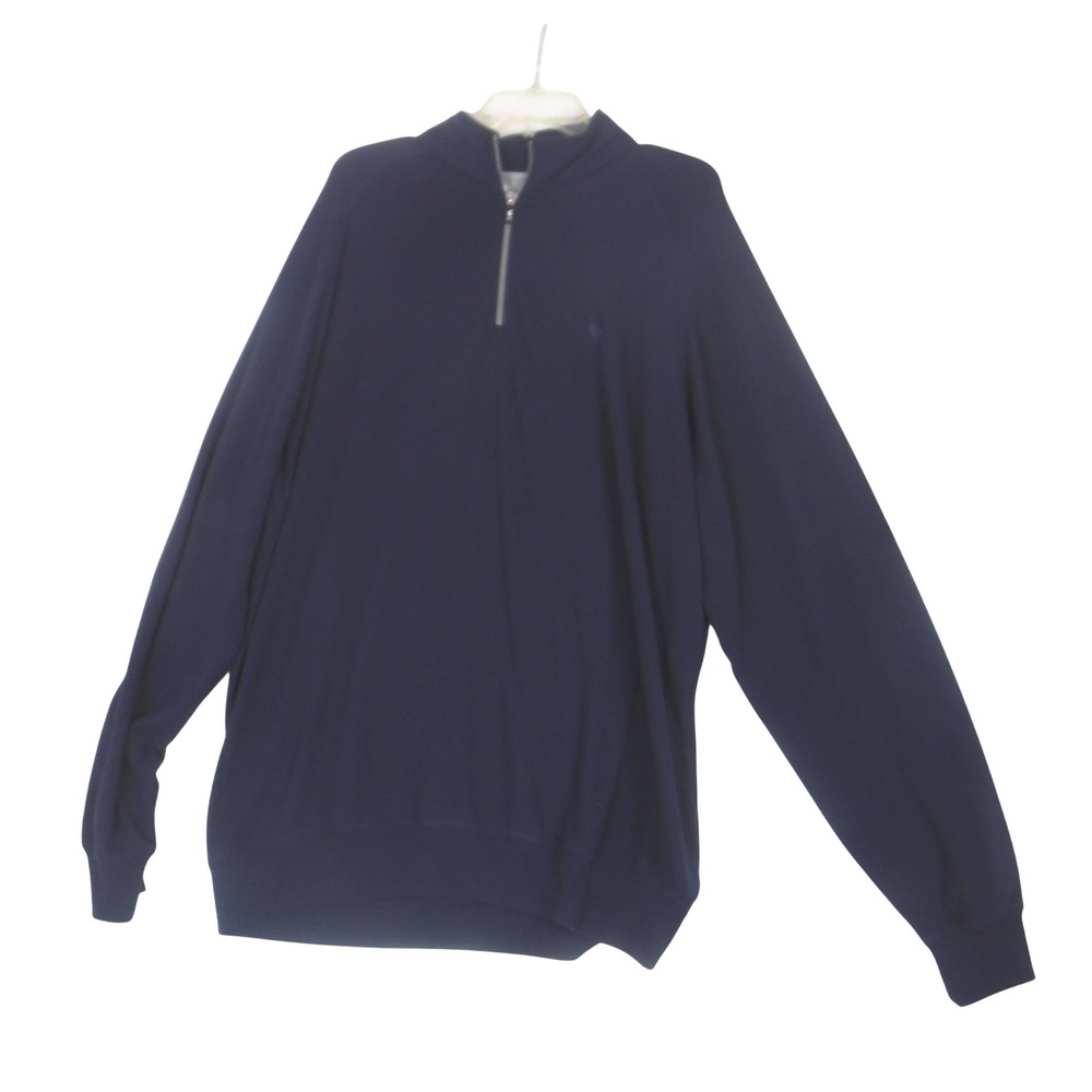 F&G‎ TECH Men's Navy Blue Quarter Zip Pullover Golf Performance Sweater XL